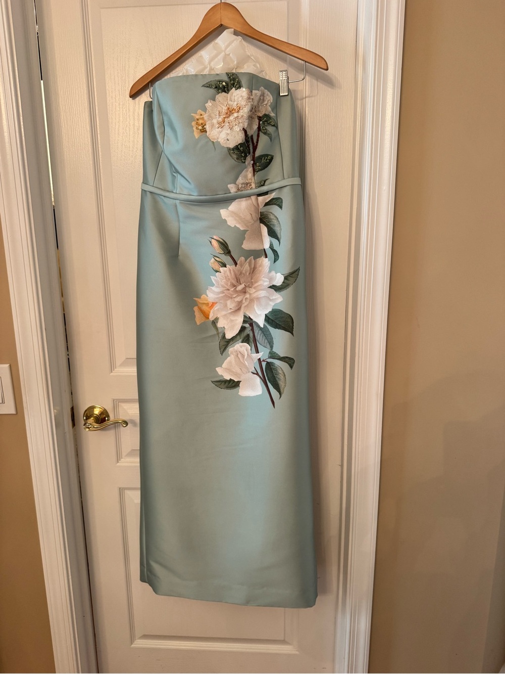 Sachin + Babi Strapless Sophia gown Mint Floral Column Gown - Picture 5 of 8